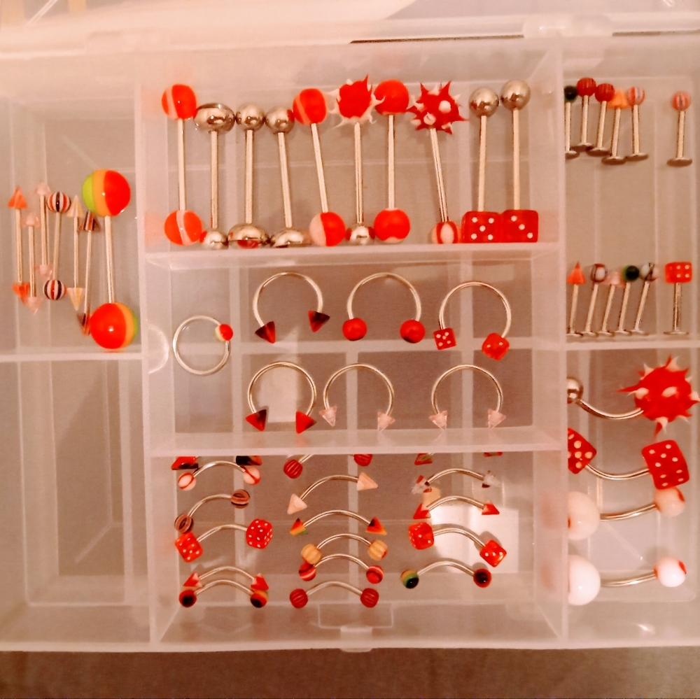 59pc Red and pink lot of jewelry